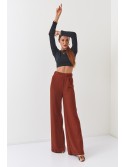 Ribbed wide knitted trousers, dark brown, 5027 - Online store - Boutique